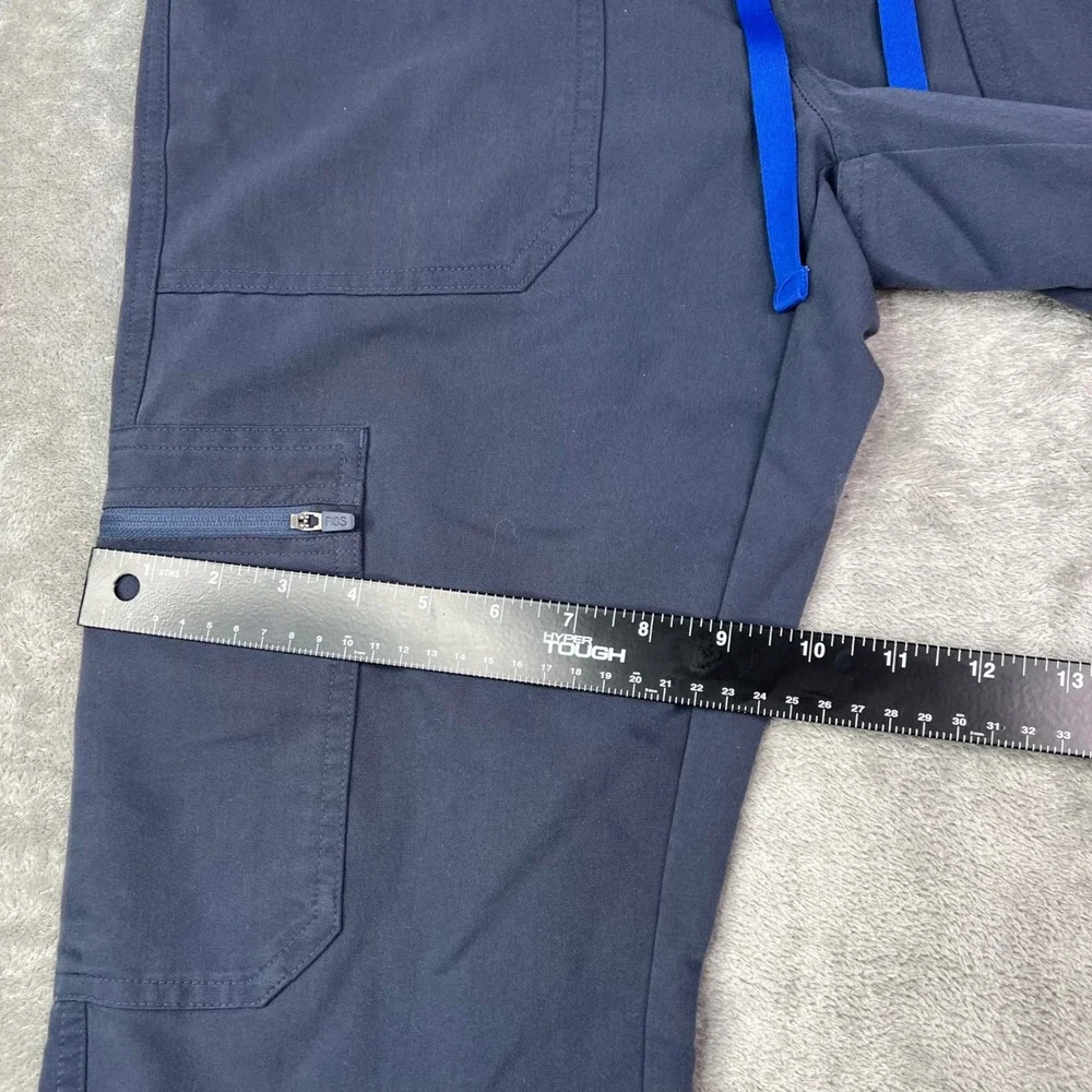 FIGS Cairo Straight Scrub Pants Mens L‎ Navy Blue Solid Multi Pocket Drawstring